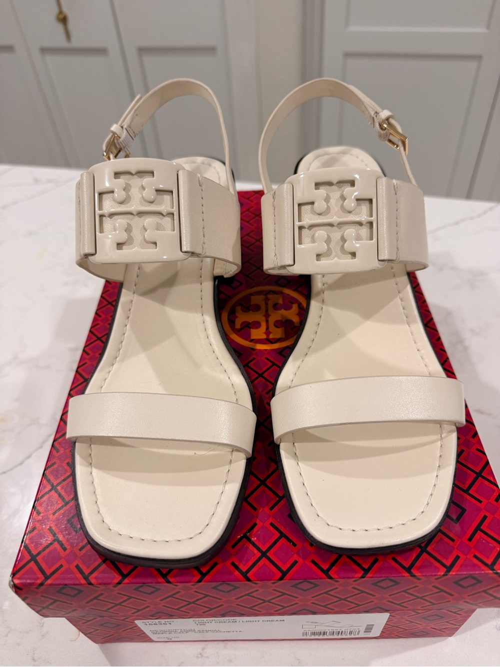 Tory Burch Georgia 55mm sandal light cream sz 9